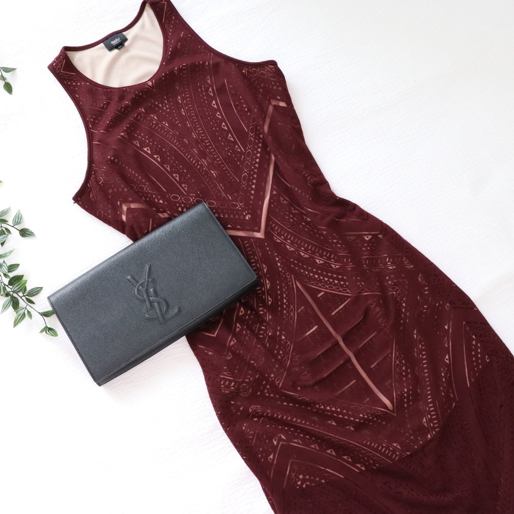 NWOT Mossimo Burgundy Tribal Print Dress - Picture 4 of 7